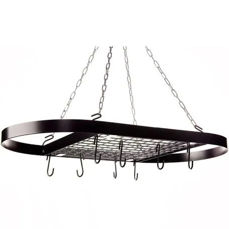 Kinetic 12312 Go Green Classicor Wrought-Iron Oval Pot Rack&#44; Grey