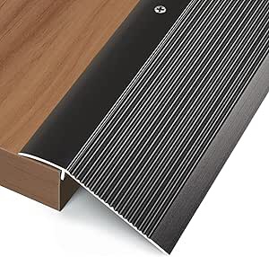 Aluminum Floor Transition Strip, Threshold Reducer for Doorway Ramp Tiles Laminate Planks, Bridge The Height Gap Between 0.3-1.6 inches (2.9 ft x 3.9 in, Matte Black)