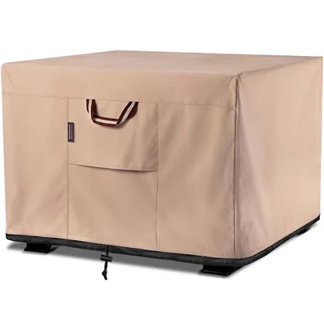 PTEROMY Patio Fire Pit Table Cover, Heavy Duty 600D Canvas Outdoor Waterproof Fireplace Cover (Khaki, Square, 40'')