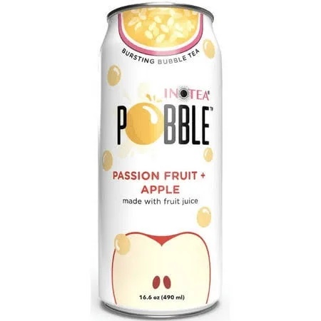 INOTEA/POBBLE, Popping Bubble Tea Passion Fruit + Apple Bottled Tea Drinks, 24 Pack, 16.6 oz BB 6.16.25 