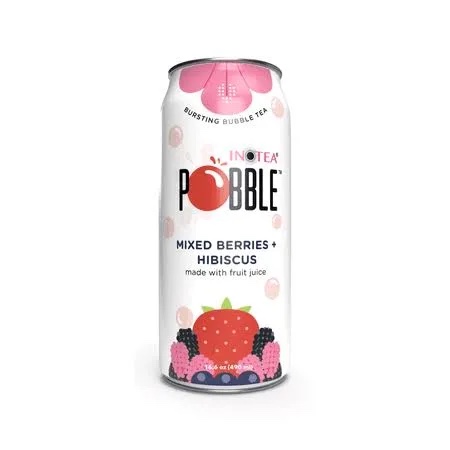 INOTEA/POBBLE, Popping Bubble Tea Mixed Berries + Hibiscus Drink Mix, 24 Count, 16.6 oz BB 6.16.25 