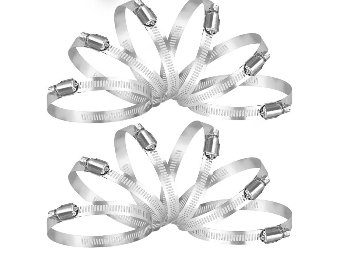 TICONN 12PCS Hose Clamp Set - 5''–6'' 304 Stainless Steel Worm Gear Hose Clamps for Pipe, Intercooler, Plumbing, Tube and Fuel Line
