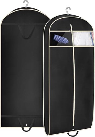 Case of 4 Bags for Less Travel Garment Bag - 42” Breathable Non-Woven GSM Protective Cover and Storage for Suit, Prom Dress, Gown, Costume with 4” Expandable Gusset - Easy Carry Handle, Water Resistant