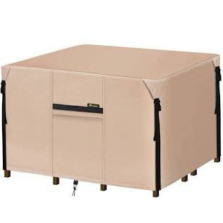 PTEROMY Patio Fire Pit Table Cover, Heavy Duty 600D Canvas Outdoor Waterproof Fireplace Cover (Khaki, Square, 40'')