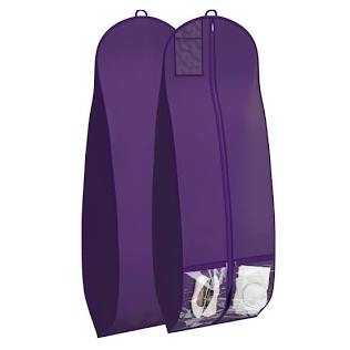 Set of 4 Wedding Dress Garment Bag 16 inch Gusset, with Shoe Pockets and Handle Durable, Rip and Water Resistant Material Large Size Clear Vinyl Pouch for Labeling Purple 