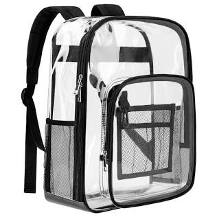 clear backpack security approved - reinforced straps & front accessory pocket - perfect for bookbag, sporting events