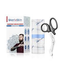 Tattoo Bandage Aftercare Healing Wrap, 6” x 8Yards, Transparent Sanitary Film Flexible and Breathable Adhesive Waterproof Dressing Tape for Second Skin Derm Protection, Scissors Included