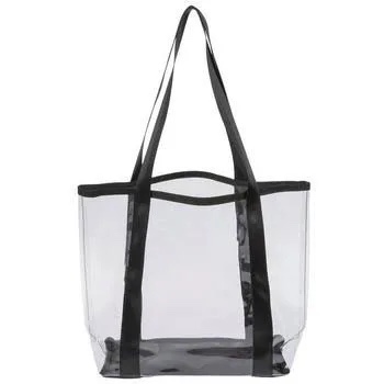 set of 2 clear transparent tote bag 