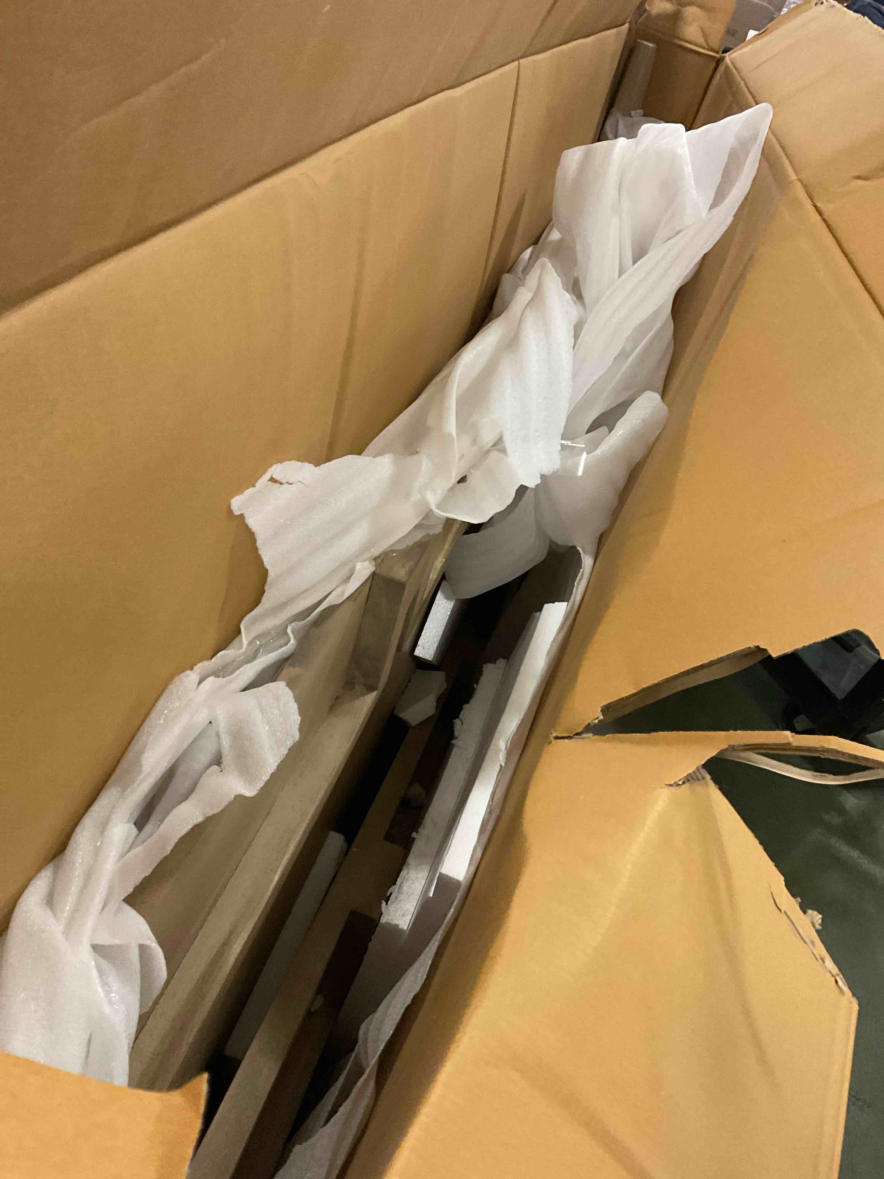 Condition photo showing As Is for (Incomplete) Stowe Driftwood bed king  size 