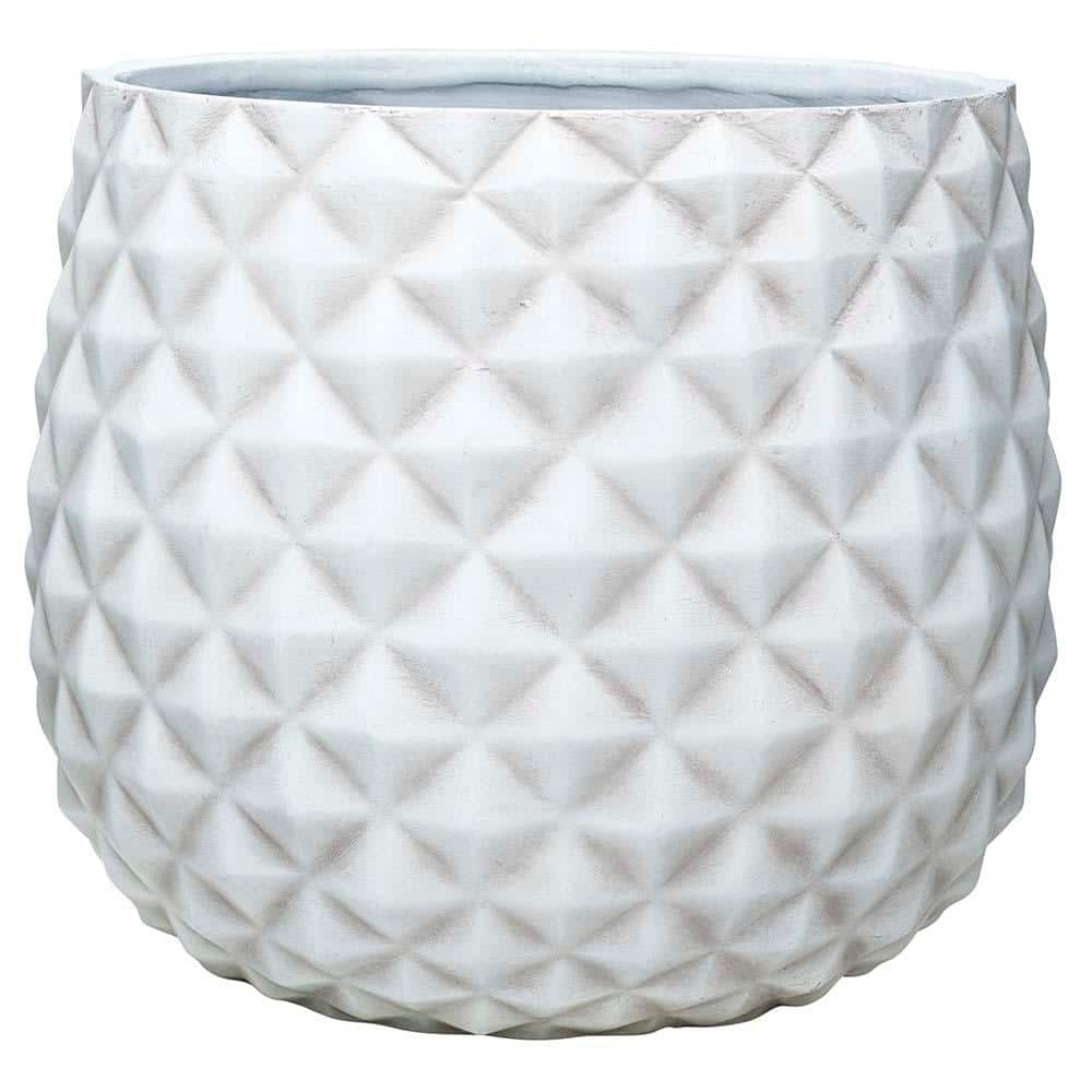( pack of 4 ) Southern Patio Pineapple Medium 12 in. x 10.5 in. 14 qt. Weathered White Resin Composite Indoor/Outdoor Planter