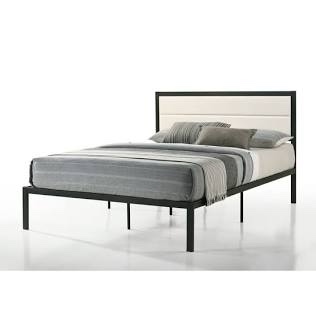 BRAND NEW COMPLETE Belle Isle Furniture Highland Modern Velvet Low Profile Upholstered Bed  Queen  Beige