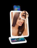 Glam Studio Vanity Mirror and Bluetooth Speaker-White