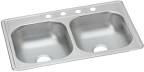 Drop-in Stainless Steel 33 In. 4-hole Double Bowl Kitchen Sink
