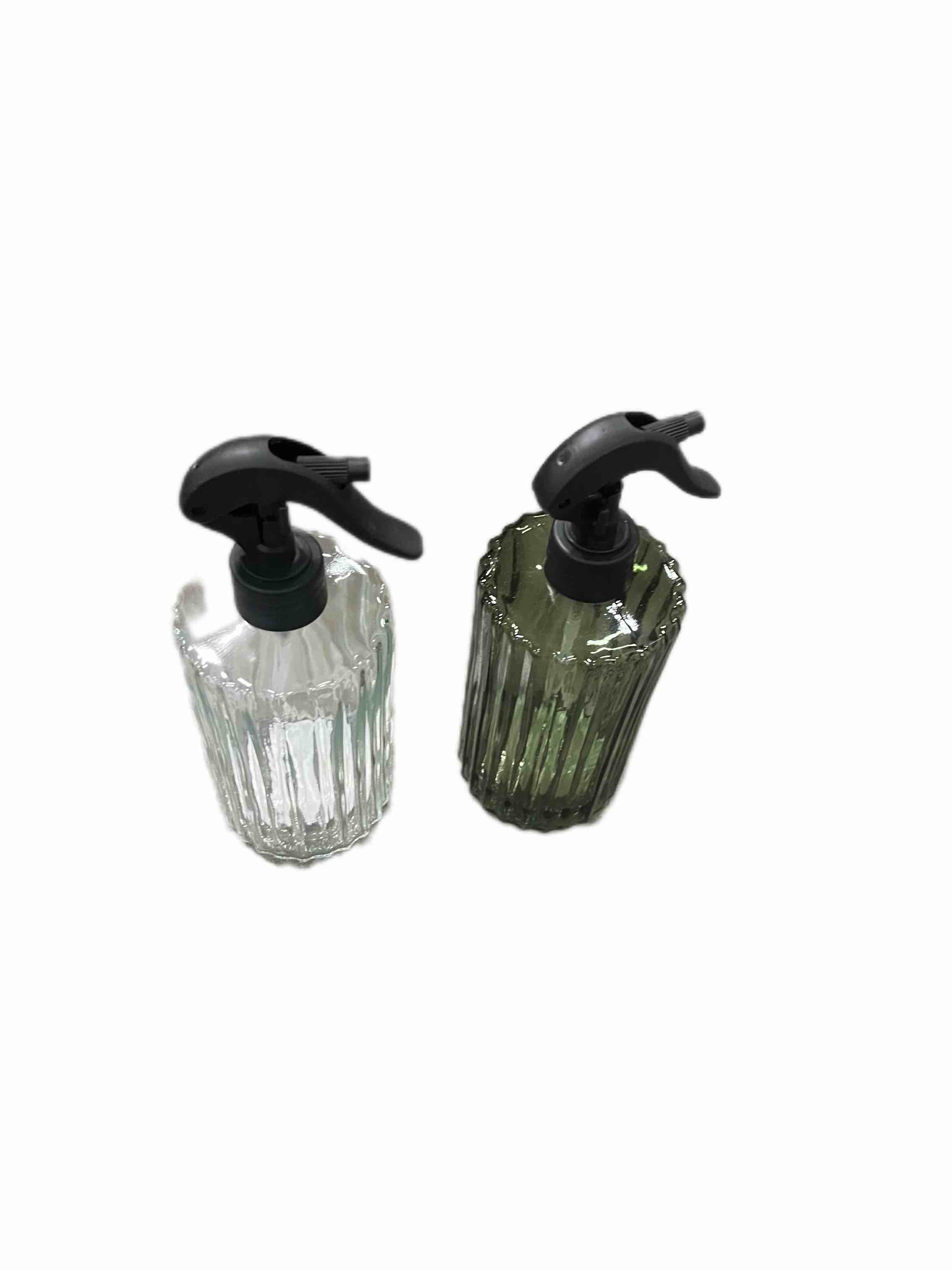 Clear Glass Soap Dispenser w/Stainless Steel Pump Head Refillable Liquid Hand Soap Dispenser w/Geometric T exture for Bathroom Countertop Box of 12units