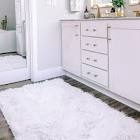 my magic carpet washable vegan white plush shag area rug 3  x 5  3  x 5  accent bathroom  living room  bedroom