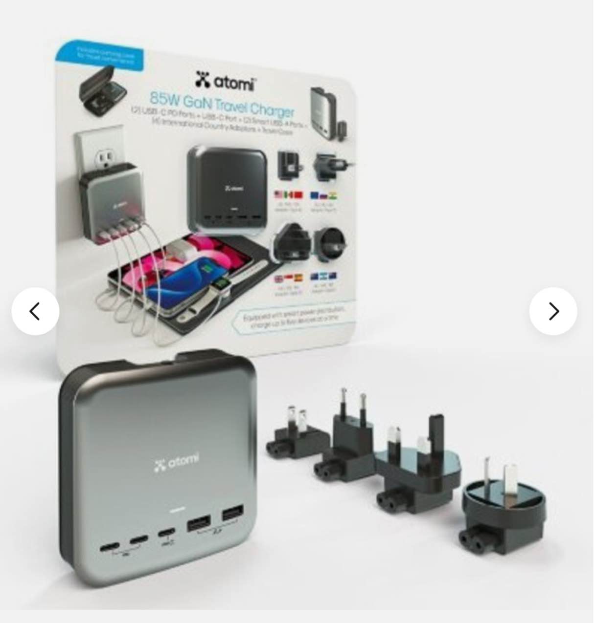 Atomi Wall Charger with Universal Travel Adapters