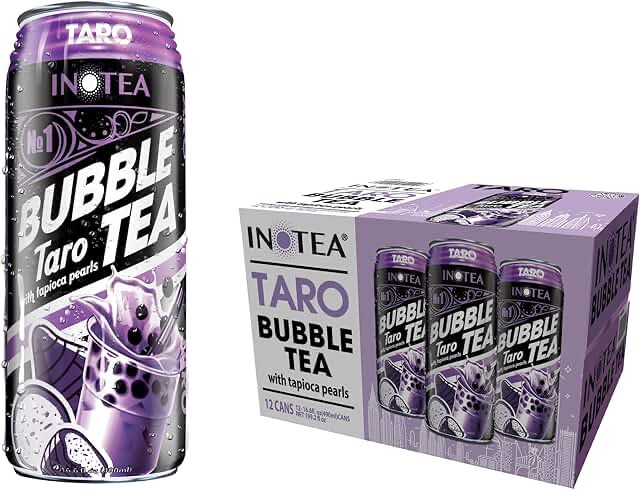 Inotea, Bubble Milk Tea Taro With Tapioca Pearls, 16.6 Oz (Case Of 12) BB 7.22.25 