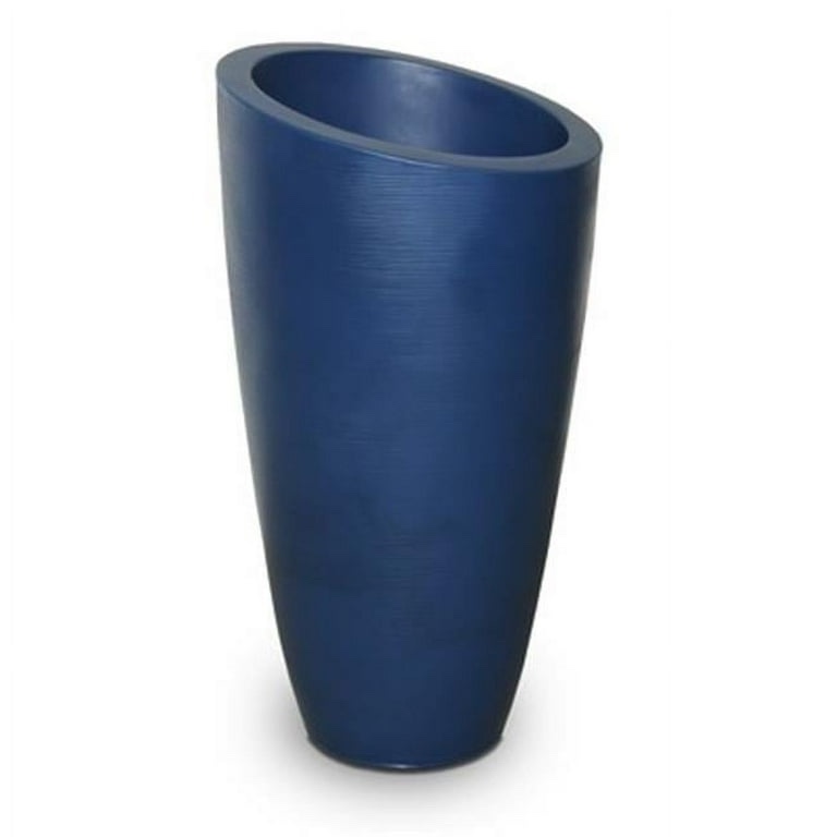 Mayne Modesto 32" Tall Modern Plastic Planter in Neptune Blue