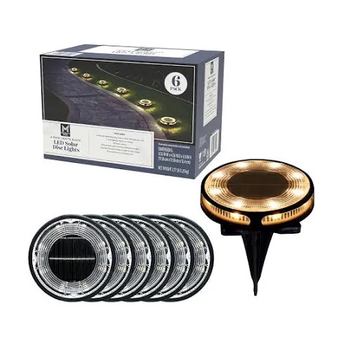 Member's Mark Matte Black LED Solar Disc Lights, 6-Pack