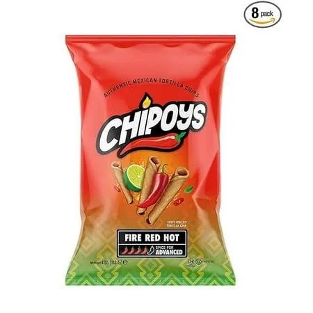 Case of 96 Chipoys Fire Red Hot Spicy Rolled Tortilla Chips  4 Ounce  96 Per Case BB 9.26.25 