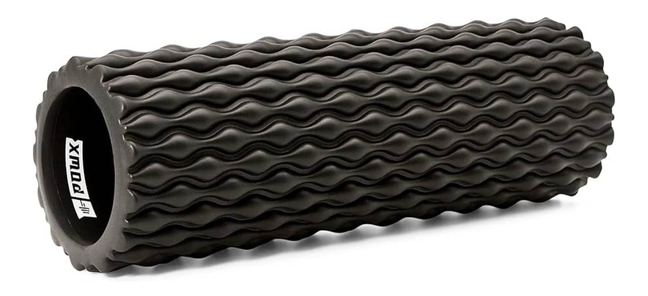 Textured Foam Rollers for Muscle Recovery – Medium-Density Back Foam Roller for Back Pain Relief & Muscle Recovery in Legs & Arms – Hollow Foam Roller for Muscle Exercises by PowX 5.5x17.7 In. (Black)