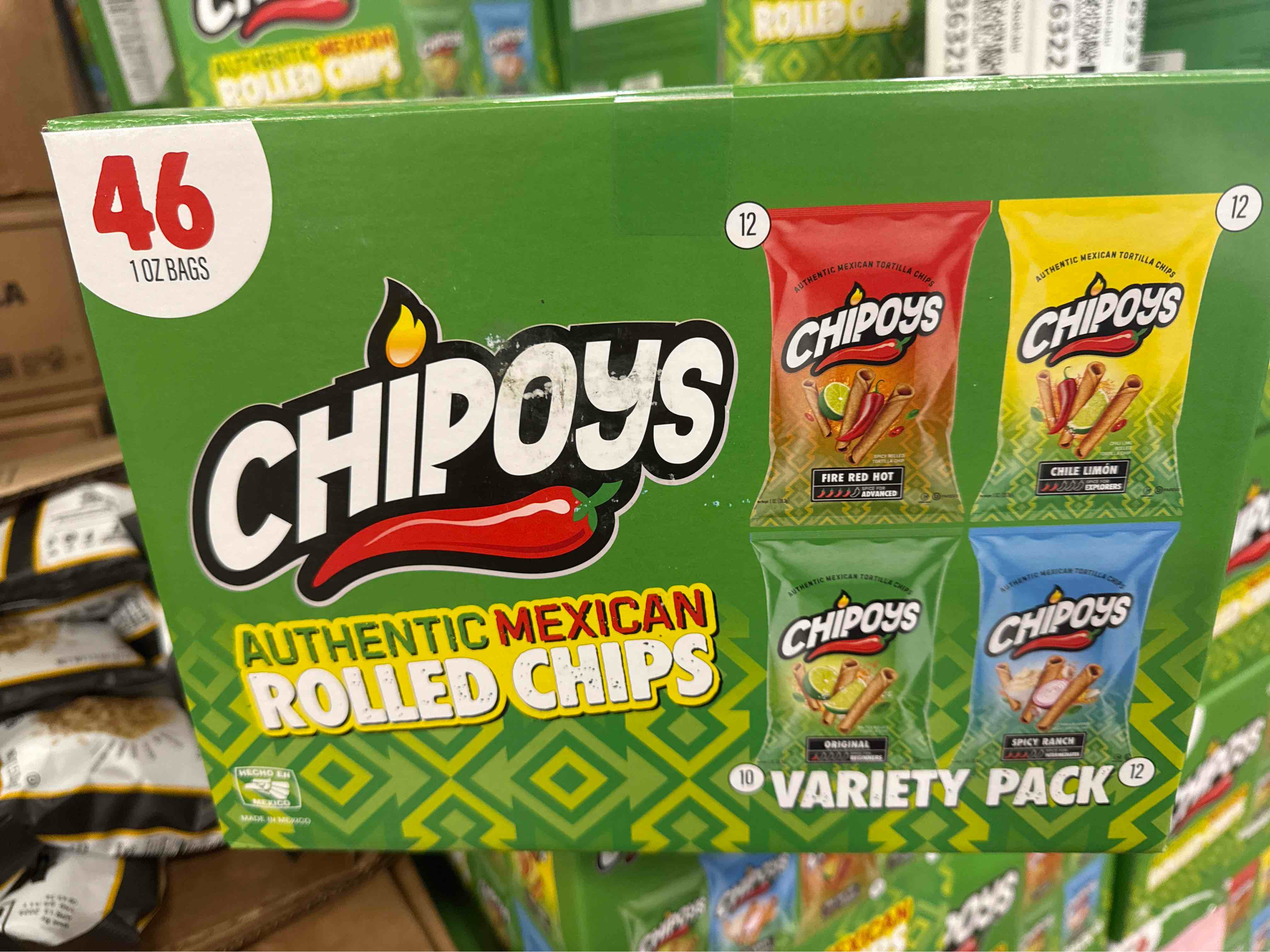 chipoys Mexican tortilla chips variety pack 1oz pack of 46  (BB 10.2025) 