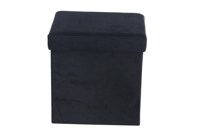((4PSC))Black Polyester  Storage Stool, 17\" x 15\" x 15\"