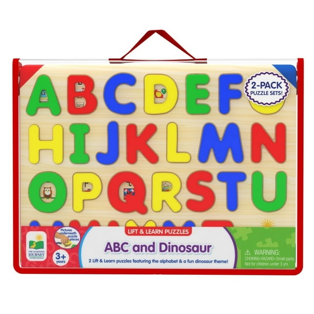  Puzzles: ABCs and Dinosaurs, 34 Piece 