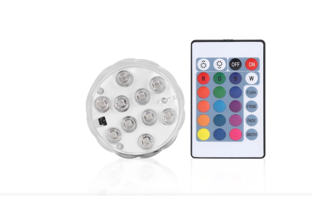 Halloween Light Submersible LED Lights Remote Control Battery Powered, RGB Multi Color Changing Waterproof Light for Christmas Festival Party Decoration (1 Pack Pond Light)