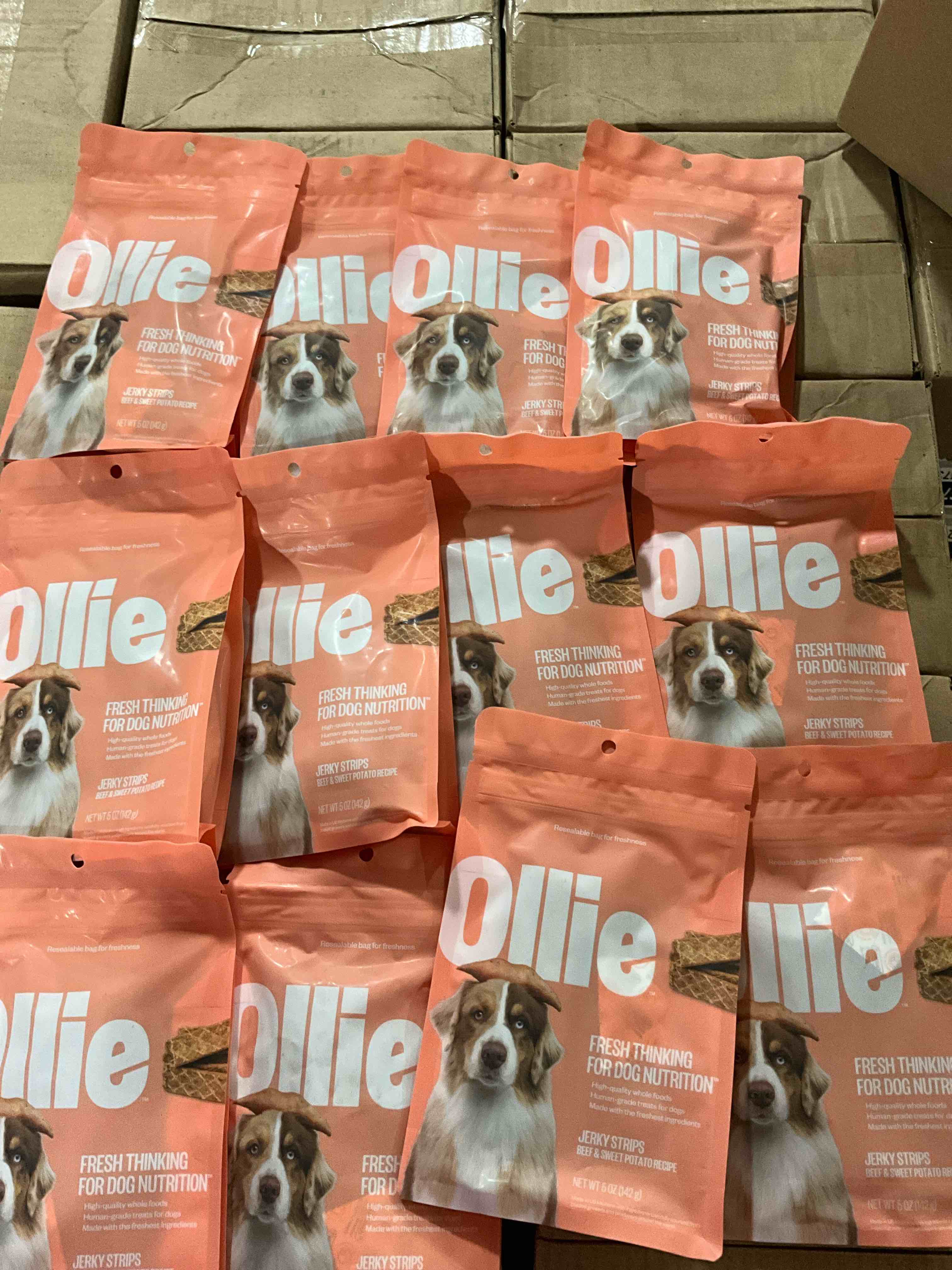 CASE OF 12 Ollie Beef & Sweet Potato Jerky Dog Treats, 5 oz All Natural, Healthy Snacks, Made with Real Meat, Human Grade, for Dogs