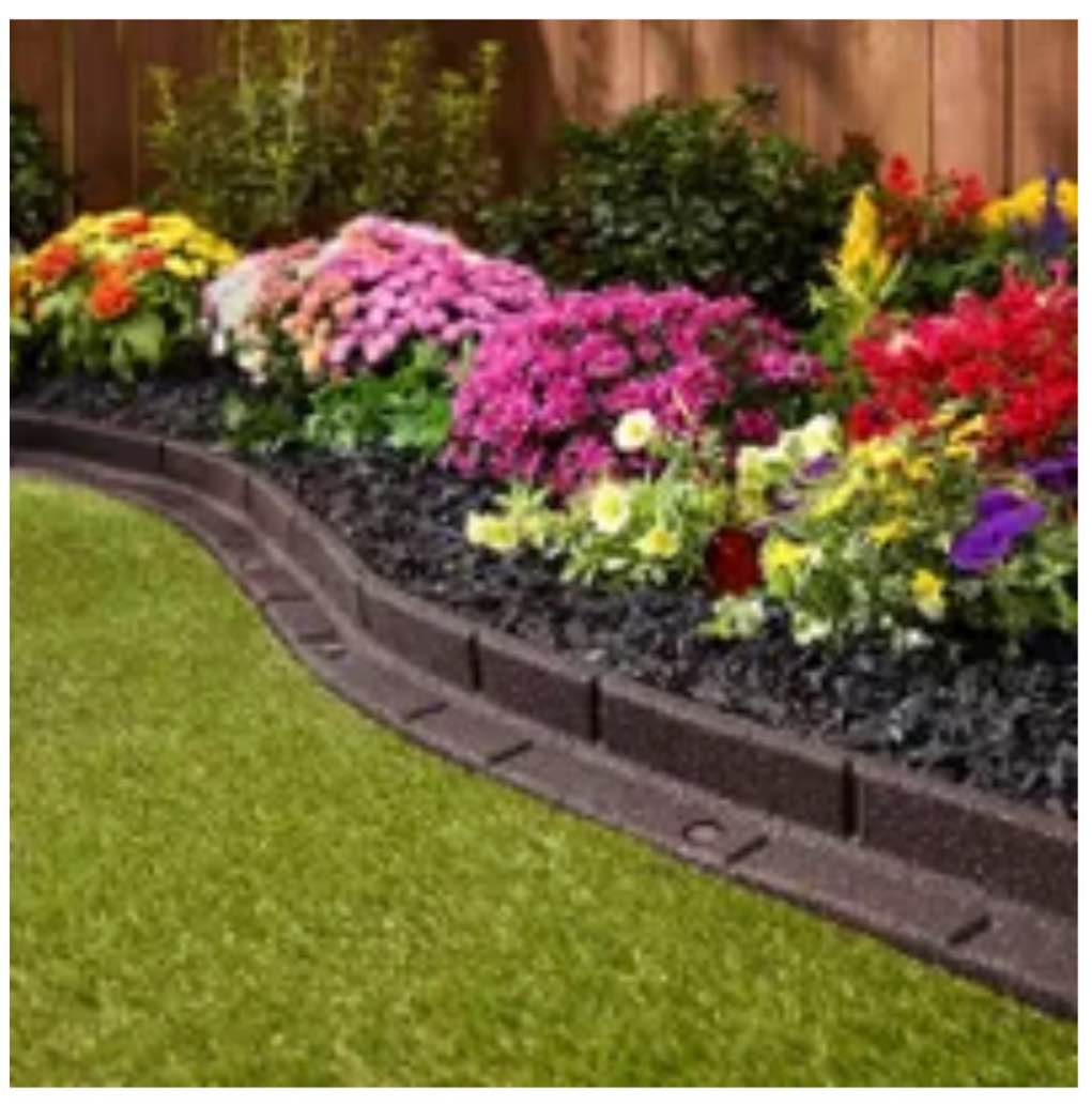  GroundSmart GSRME4BN272 4' Brown Roman Brick Rubber Landscape Edging, 2pk