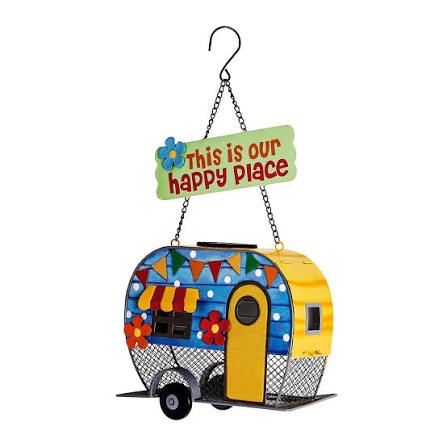 Home Craft Expressions 74897 Colorful and Festive Solar Camper Light-up Bird Feeder for Outdoors - Decoration with LED Lights Feeder That Attracts Variety of Wild Birds