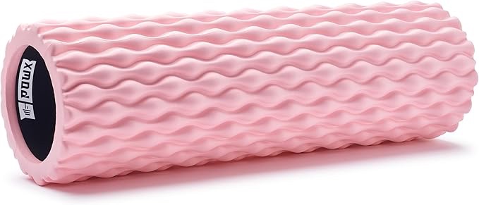 Textured Foam Rollers for Muscle Massage – High-Density Back Foam Roller for Back Pain Relief & Muscle Recovery in Legs & Arms – Hollow Foam Roller for Muscle Exercises by PowX, 5.5x17.7 in. (Pink)