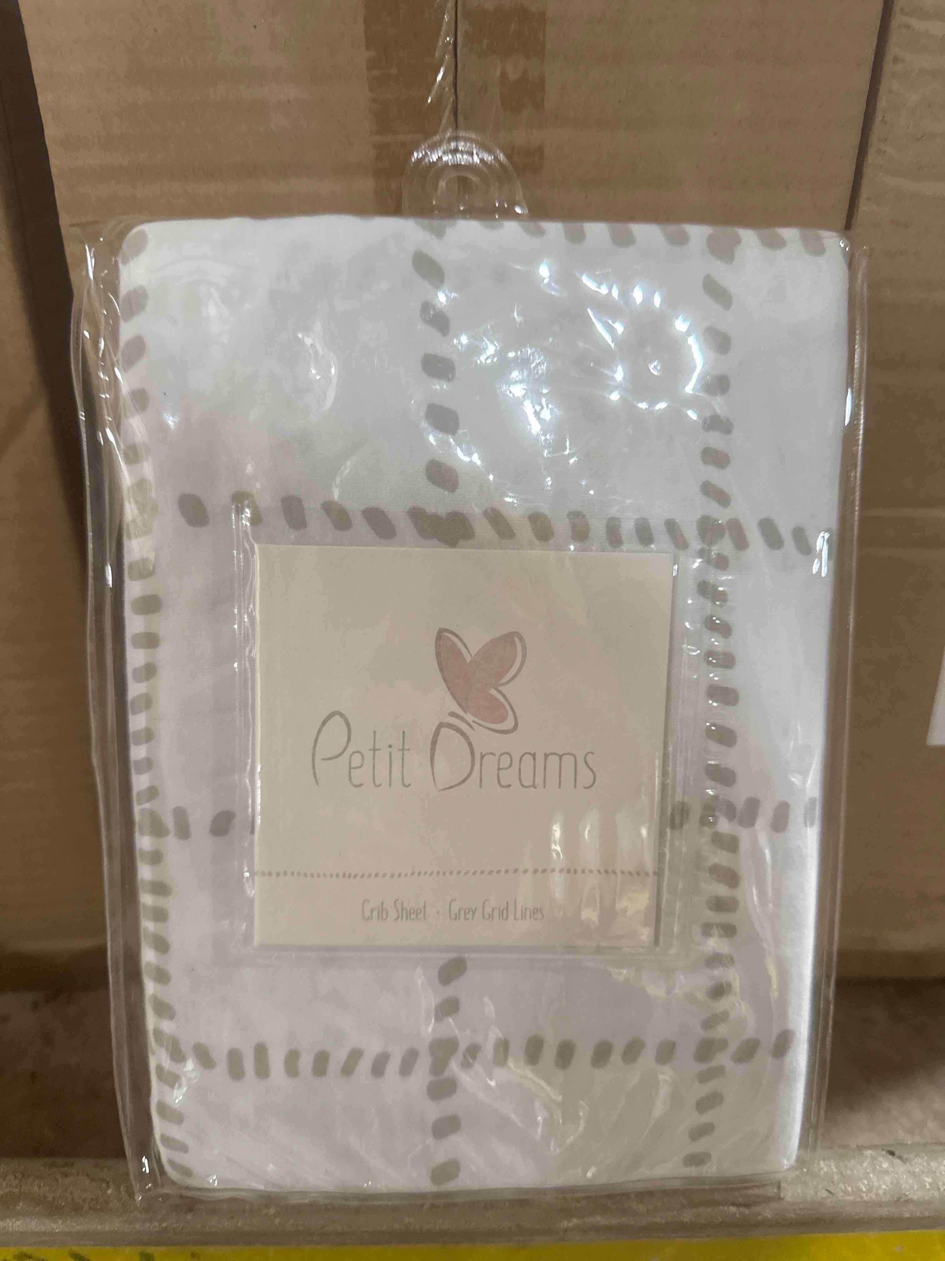 Petit dreams crib sheet Grey grid lines 