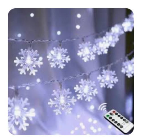 Christmas Decoration Lights, GLLO 20ft 40 LED Snowflake String Lights Cool White Battery Operated Indoor Christmas Decorations, Waterproof Outdoor Light for Xmas Garden Patio Bedroom Party Decor