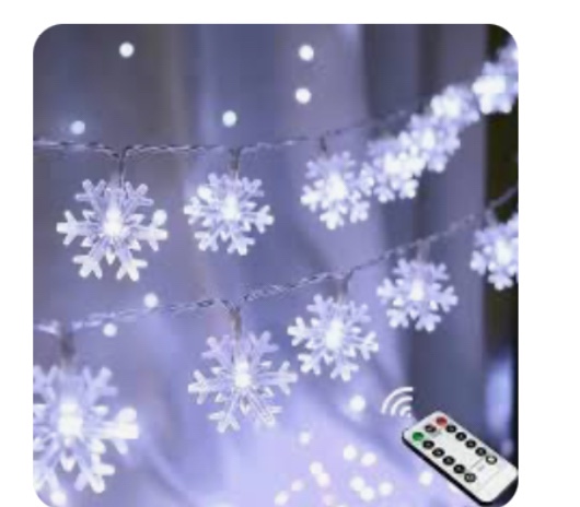 christmas decoration lights, gllo 20ft 40 led snowflake string lights cool white battery operated indoor christmas decorations, waterproof outdoor light for xmas garden patio bedroom party decor