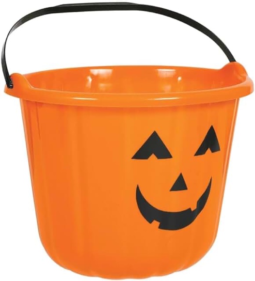 Orange Pumpkin Stackable Halloween Trick or Treat Pail - Hyde and EEK! Boutique™: Jack-o'-Lantern Design, No Assembly Required