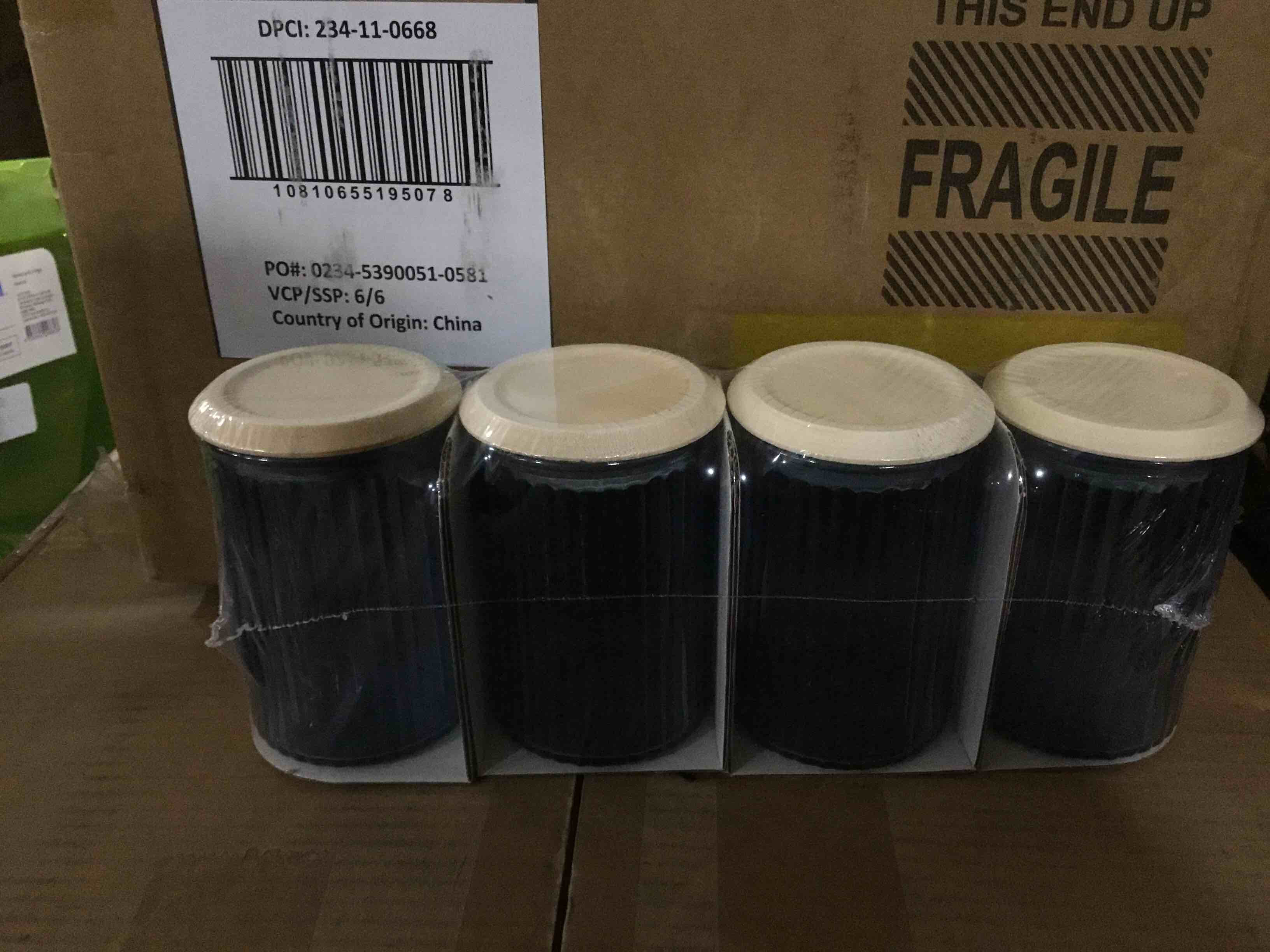 4 count glass jars, dark blue 