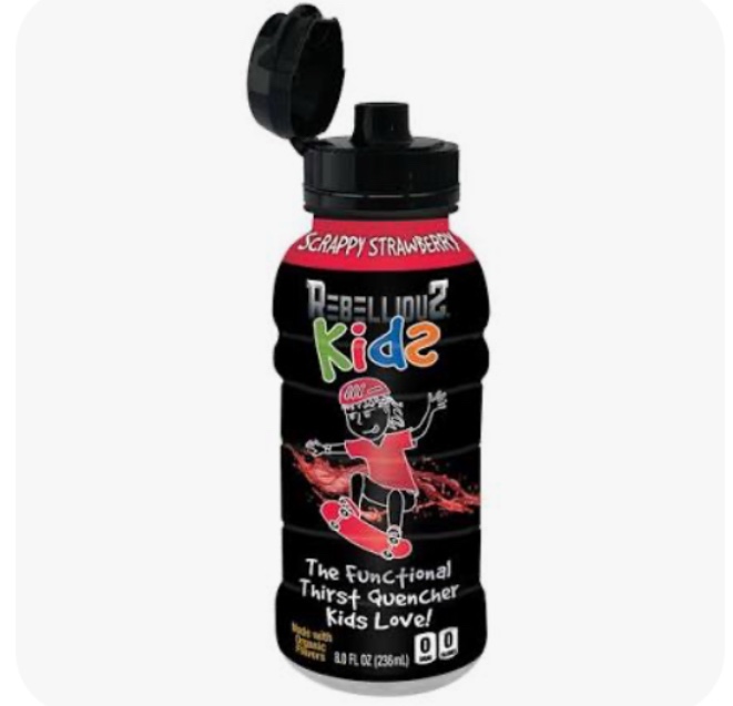 Rebellious Kids Organic Outrageous Kids Functional Thirst Quencher - Strawberry 8oz pack of 24 (BB 5/2025)