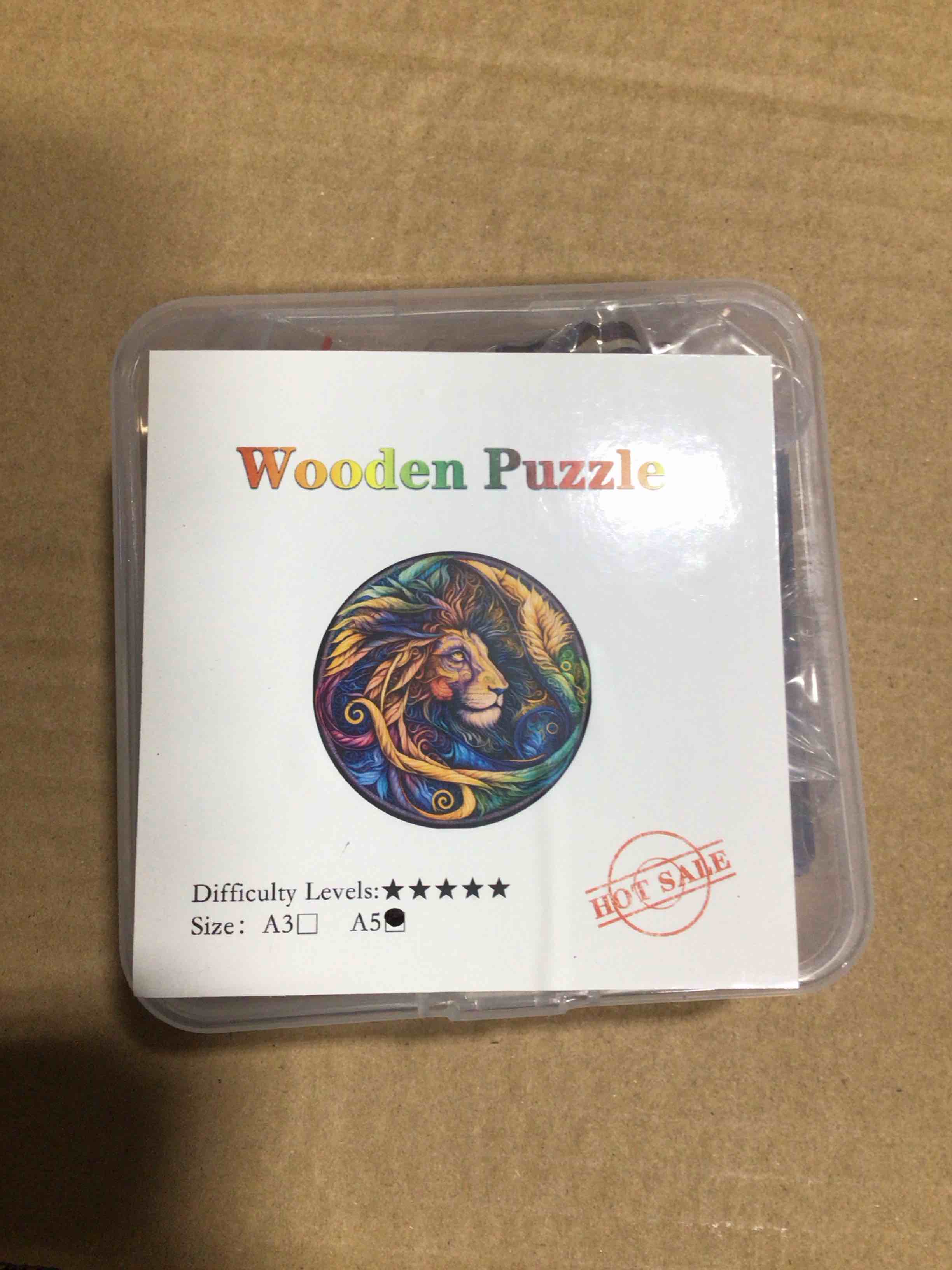 CraftHub Wooden Puzzle of Lion, Size A5 in Plastic Box 
