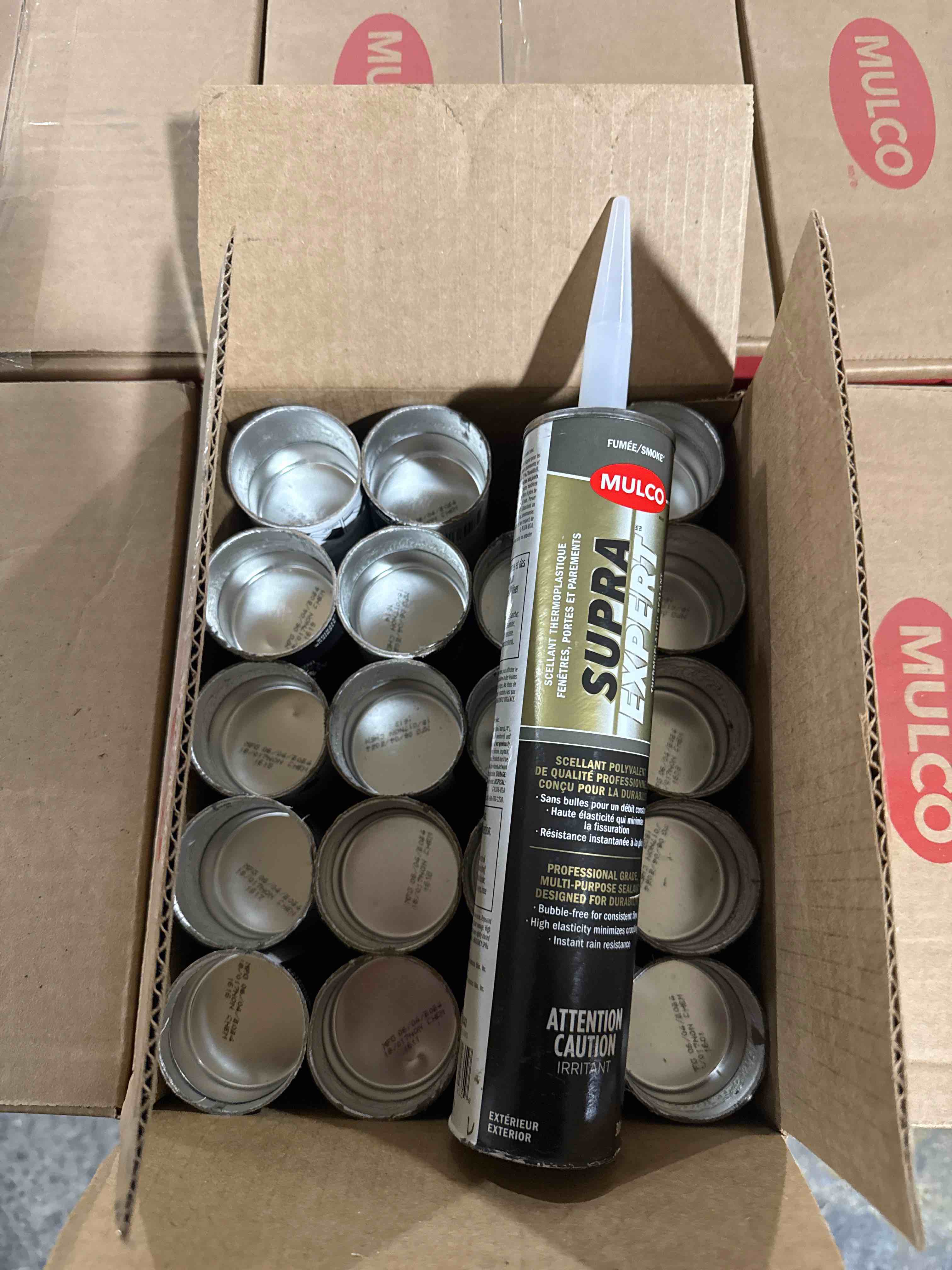 case of 20 300ml tubes mulco Supra expert thermoplastic sealant smoke