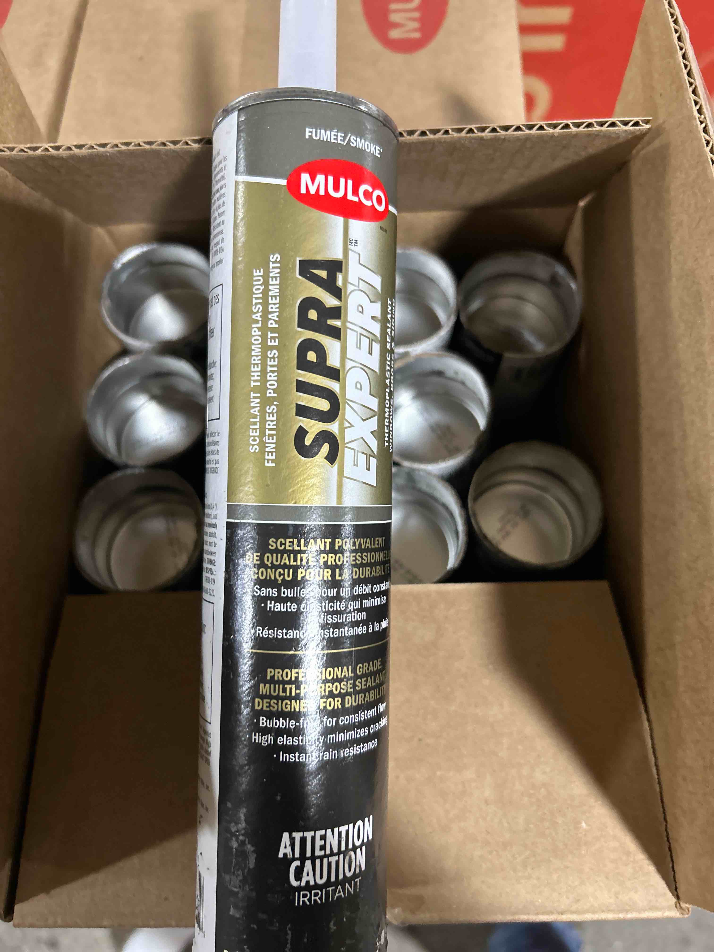 case of 20 300ml tubes mulco Supra expert thermoplastic sealant smoke