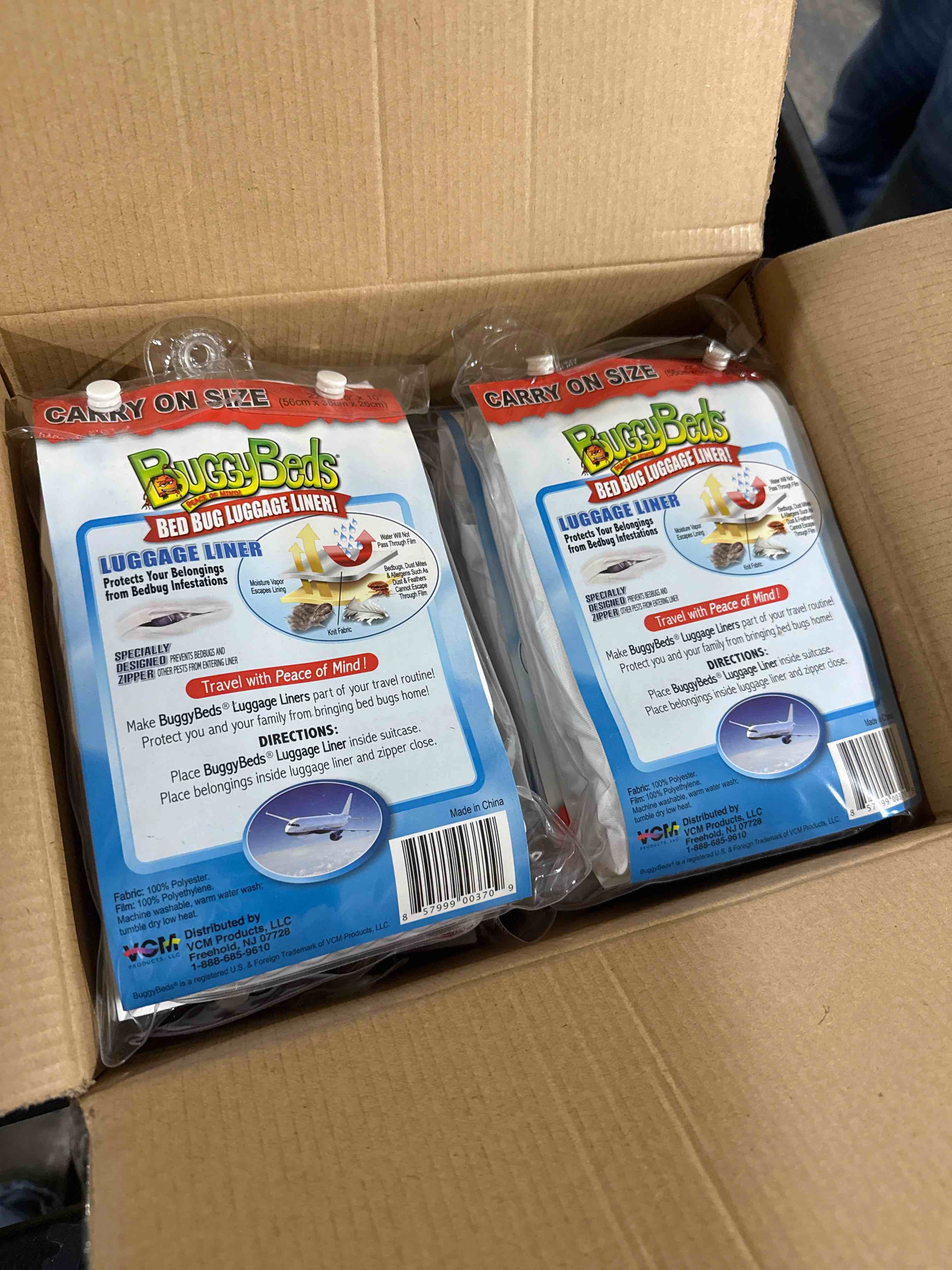 case of 12 BuggyBeds Bedbug Luggage Liner