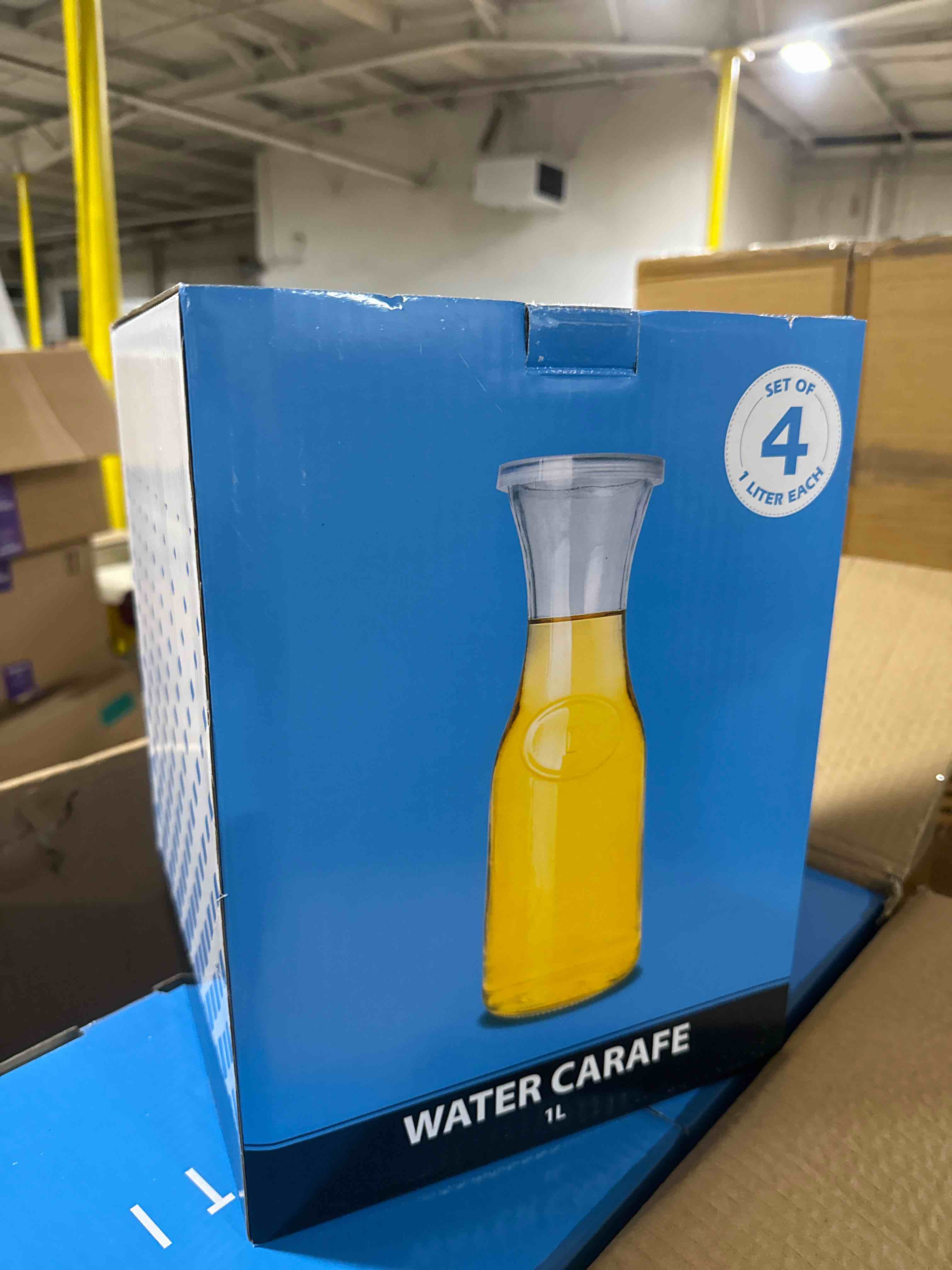 latti four pack glass water carafe 1l