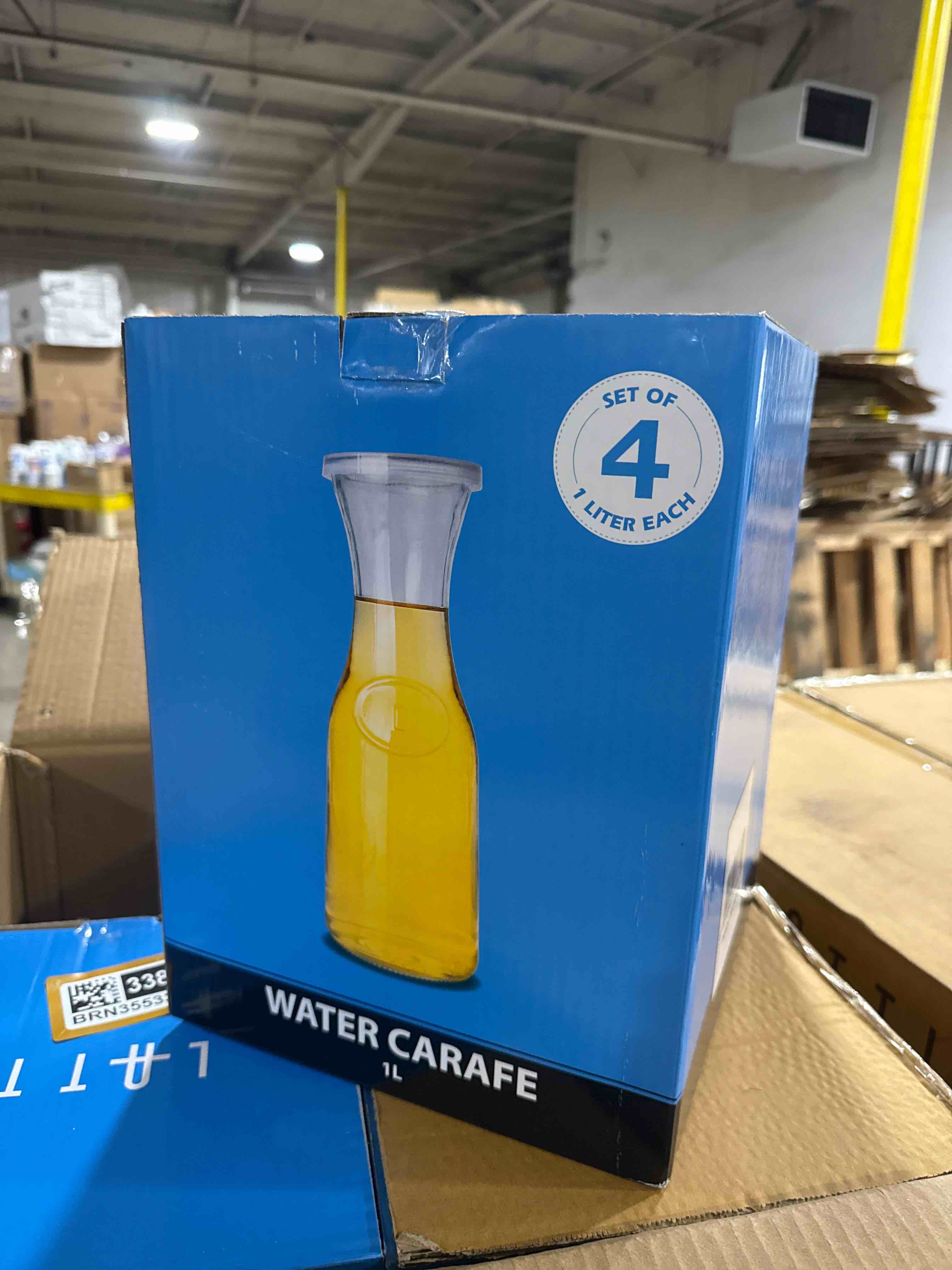 latti four pack glass water carafe 1l