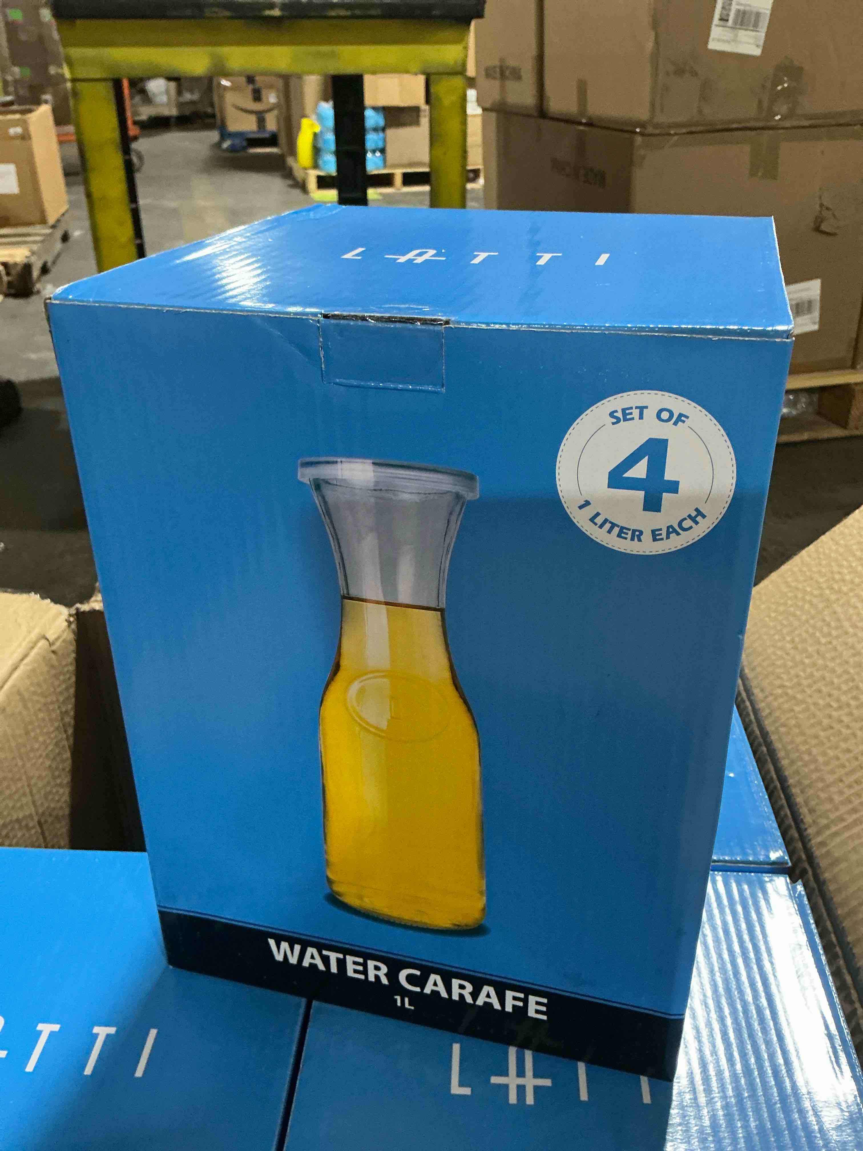 latti four pack glass water carafe 1l
