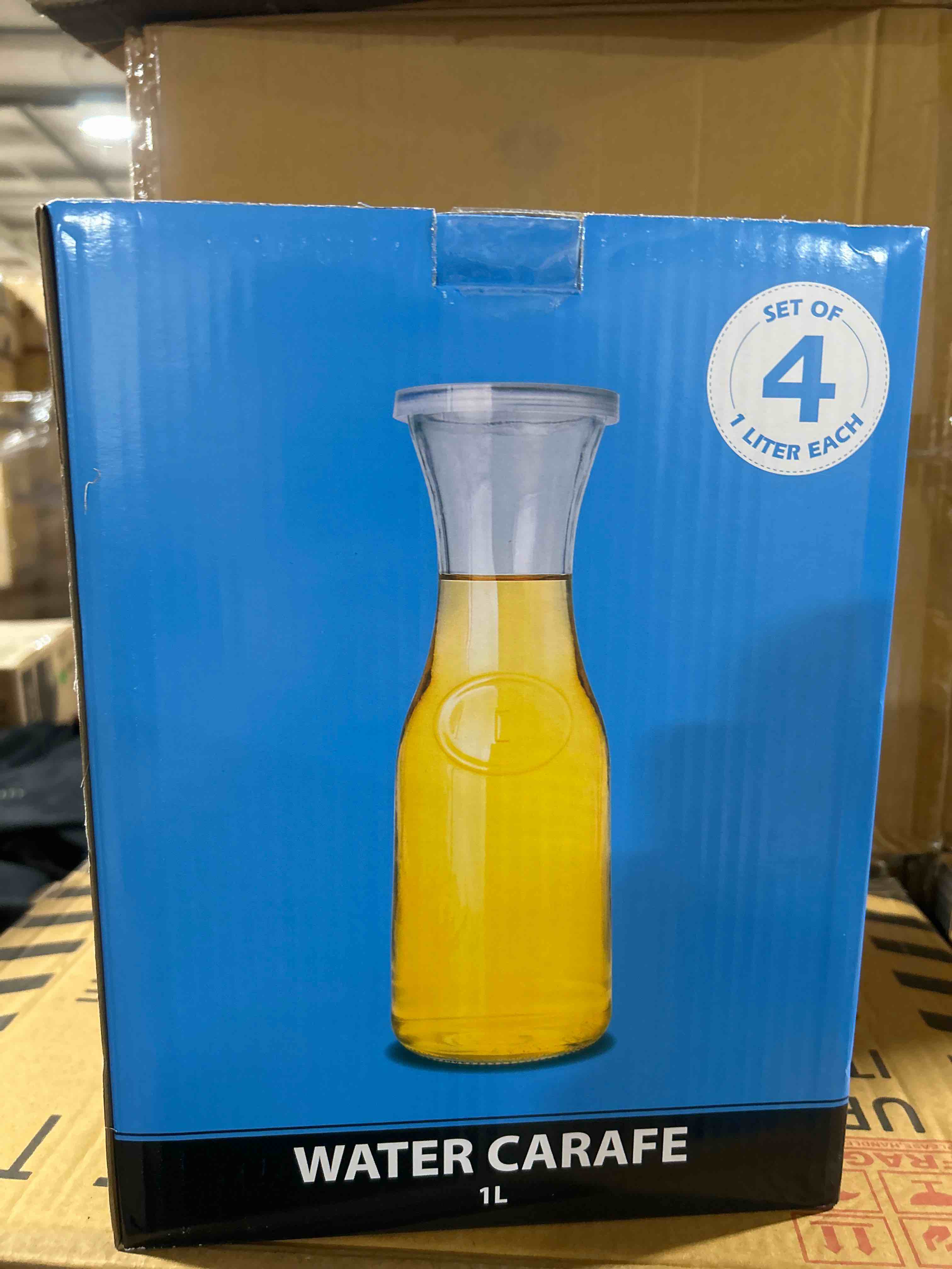 latti four pack glass water carafe 1l 