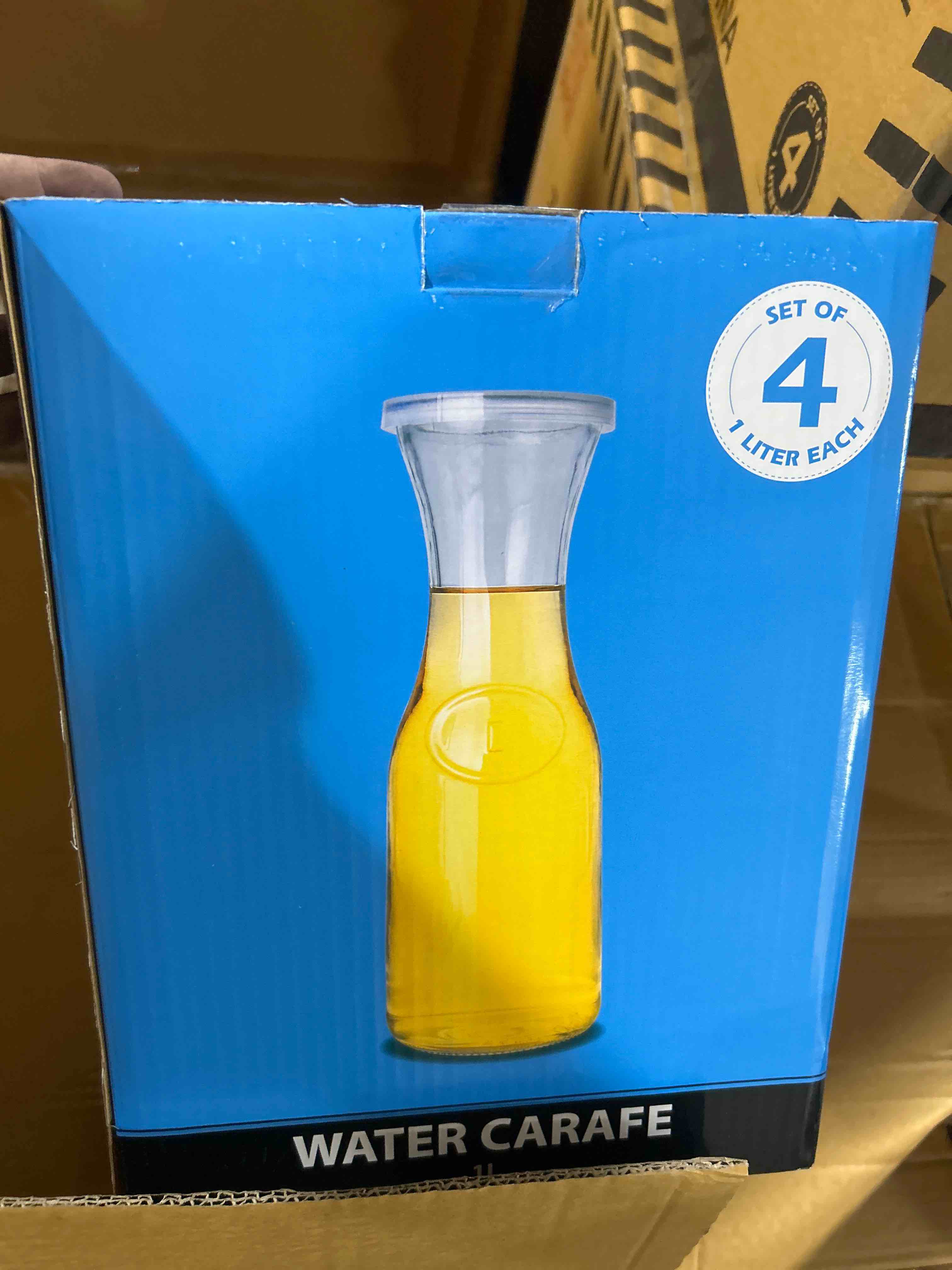 latti four pack glass water carafe 1l 