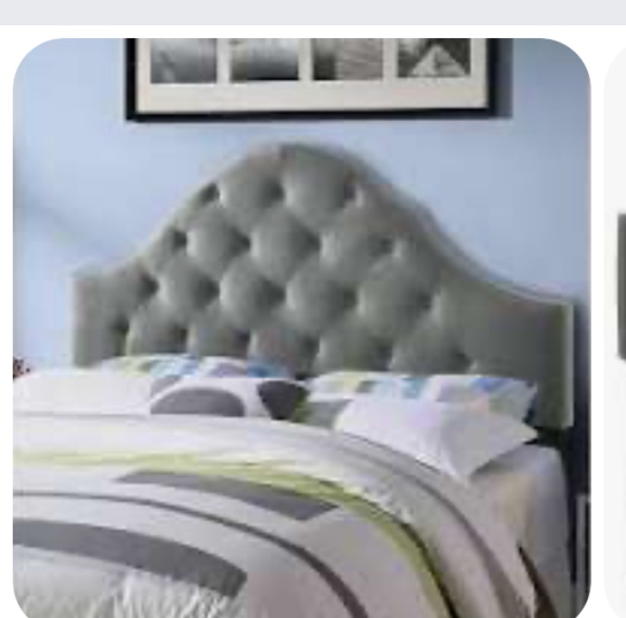 Belle Isle Furniture Winter Park Modern Metal Tufted Rubberwood Headboard  Queen  Gray