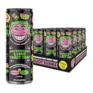 Illicit Elixirs Lets Party Watermelon Lime - Sparkling Juice Drink - Supports Dopamine Production - 12 Pack - 12 Oz Cans